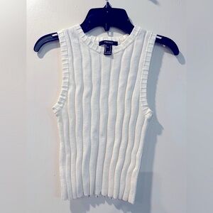 Forever 21 White Ribbed Tank Top
